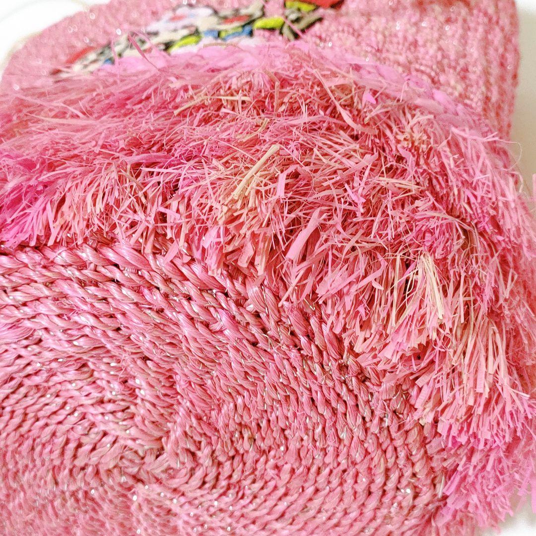 ①アルベルベロ / オレボレブラ フリンジかごバッグ 小ぶり ブタさん刺繍