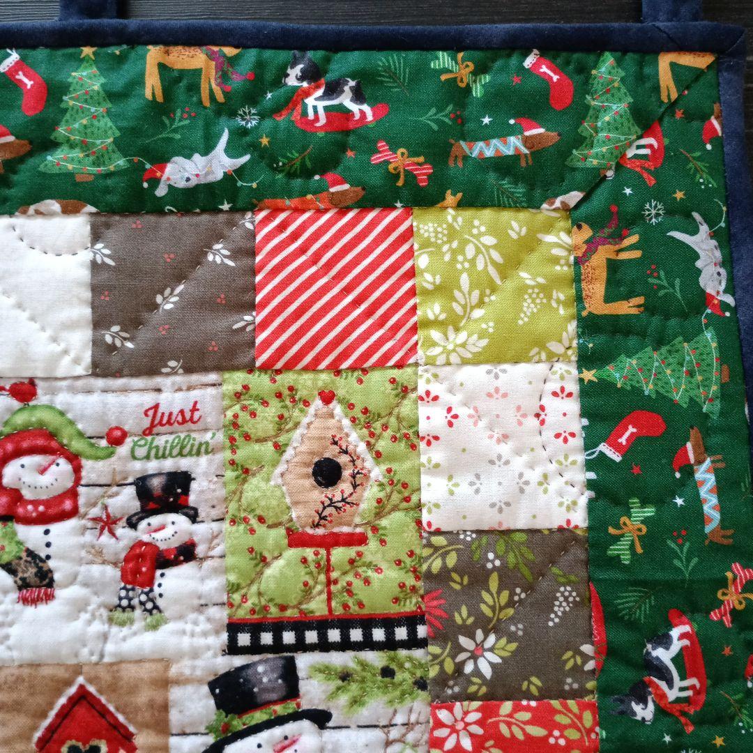 ❄スノーマン＆ワンちゃんサンタ2点おまとめタペストリー❄パッチワークハンドメイド