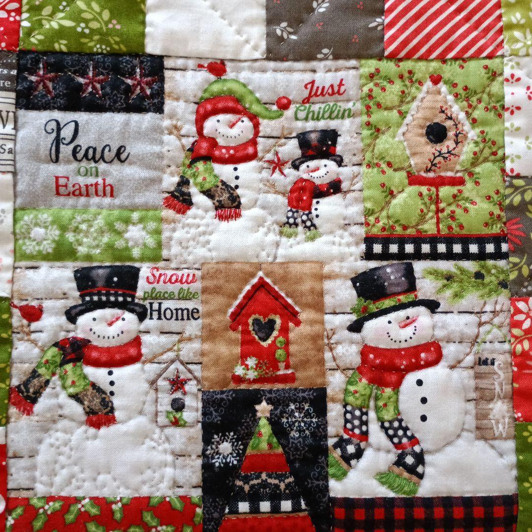 ❄スノーマン＆ワンちゃんサンタ2点おまとめタペストリー❄パッチワークハンドメイド