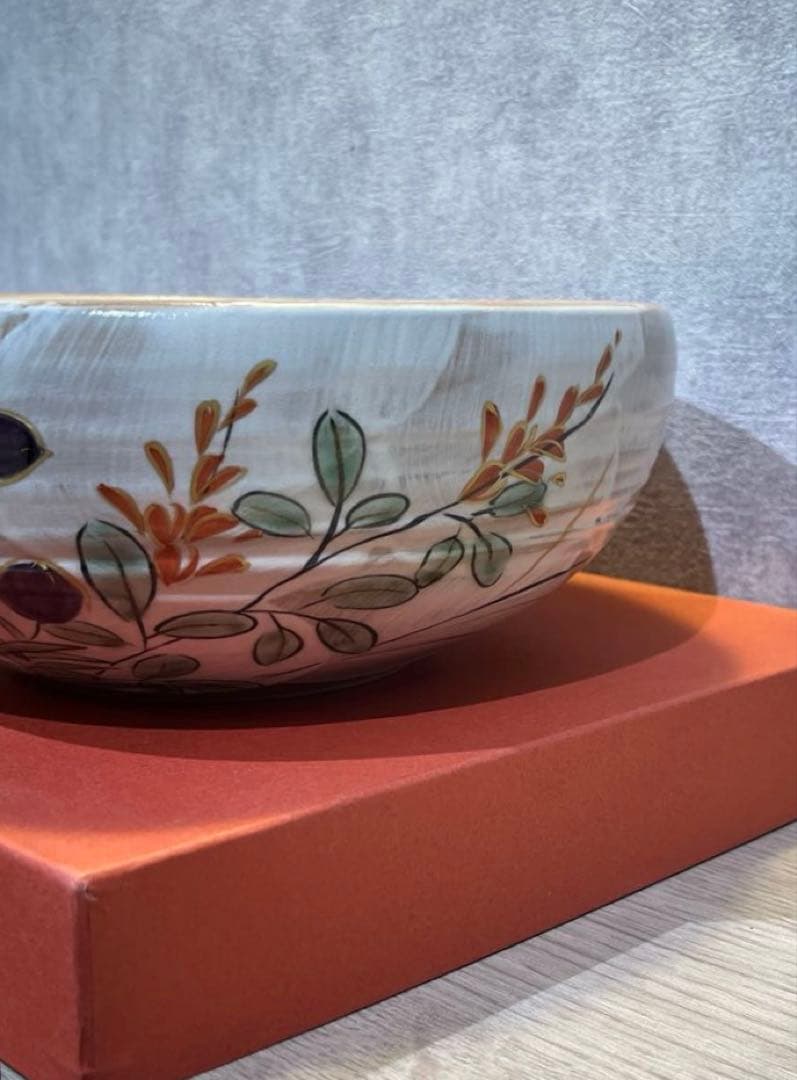 陶あん 京焼 清水焼 桔梗 秋草文 深鉢 大鉢 菓子鉢