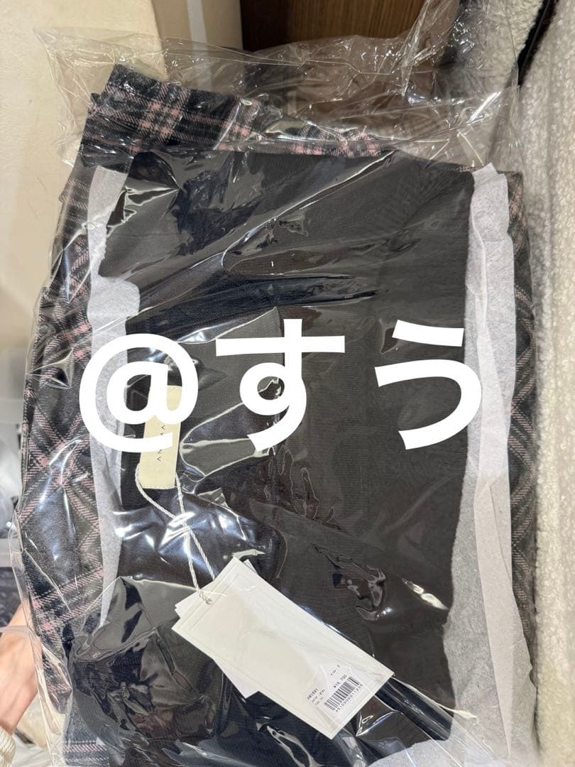 andmary Selena check mini dress グレー