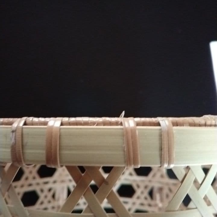 竹製 中型収納バスケット 編み込みデザイン