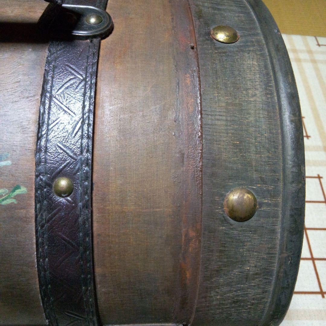 昭和レトロ　大型トランク型　収納木箱　花絵柄　インテリア