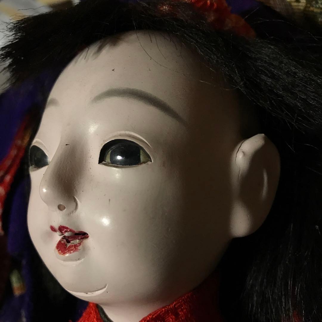 市松人形　小さい　6号　大正時代　女の子　江戸縮緬着物