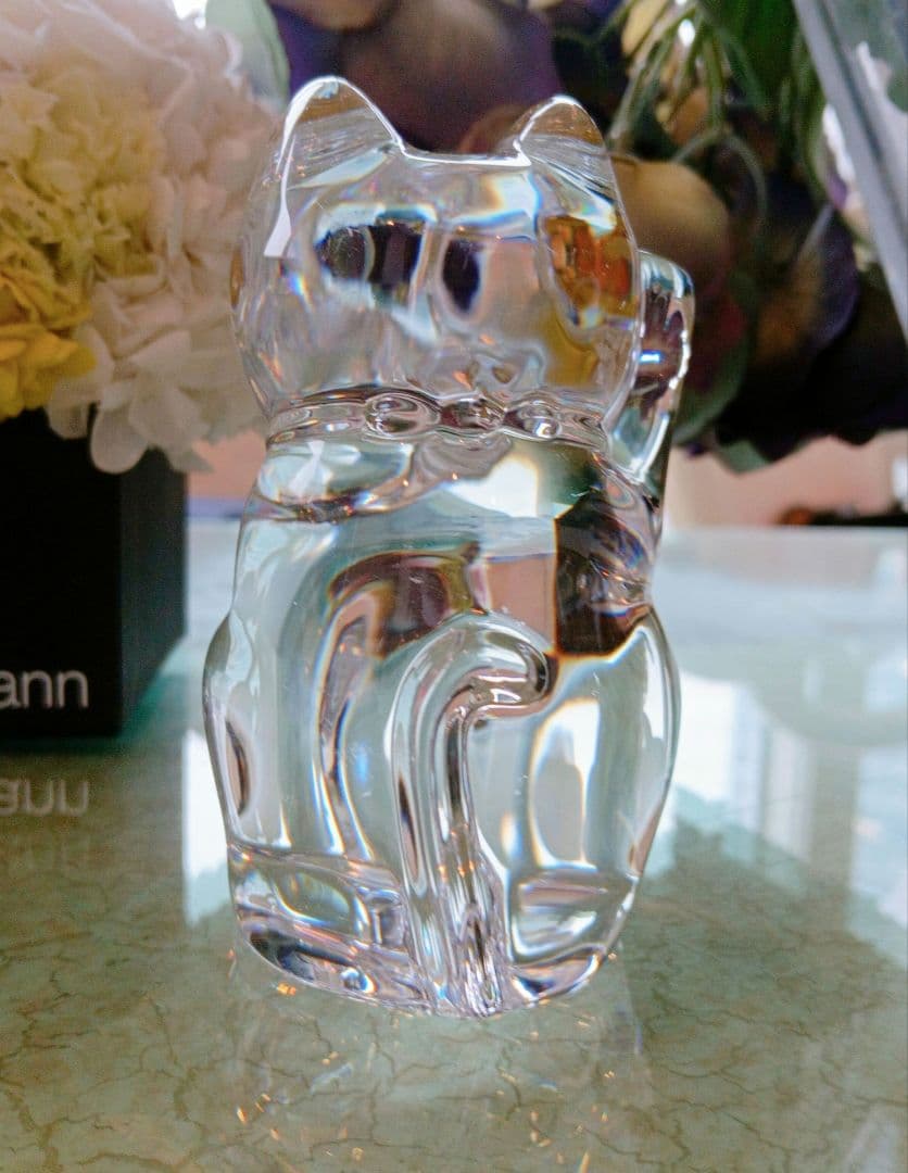 バカラ　Baccarat　招き猫　ゴールド　クリア　置き物　格安　開店祝