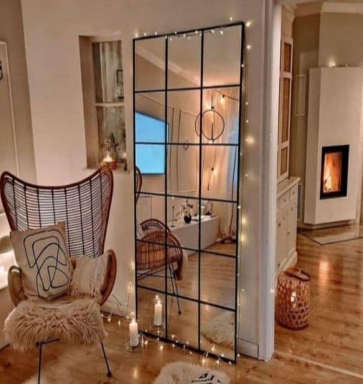 姿見　格子　12枚ミラー　海外風　大型ミラー