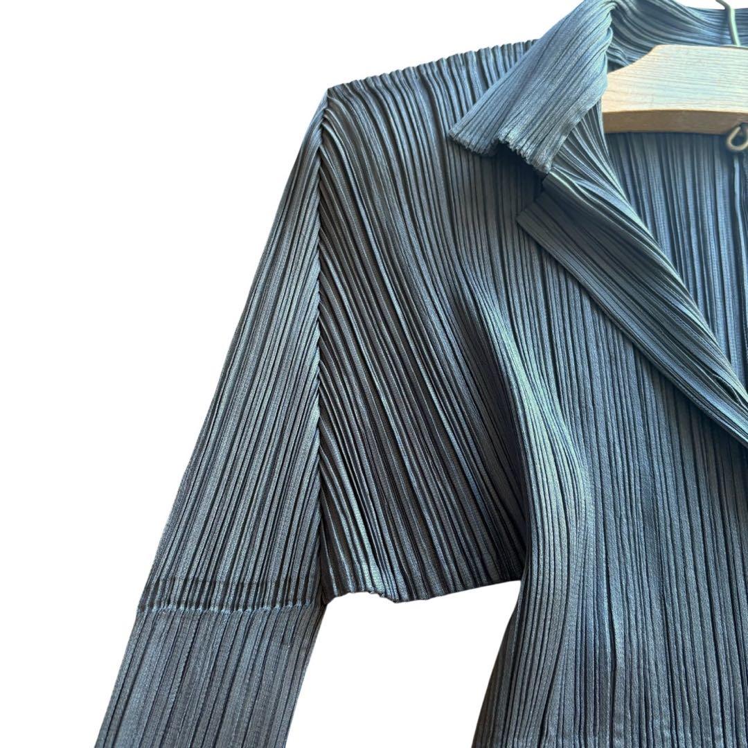 プリーツプリーズ チュニックカーディガン ダークグレー 極美品 サイズ3