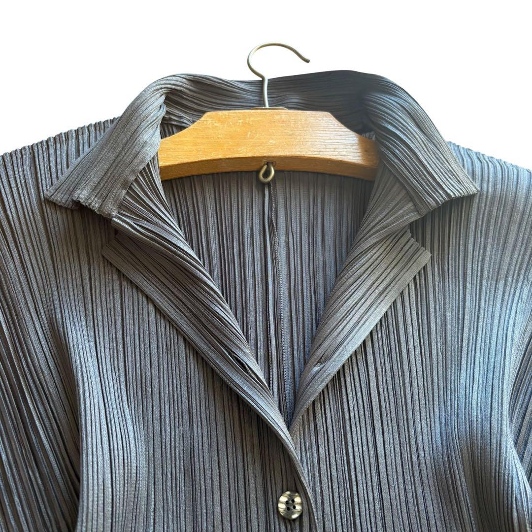 プリーツプリーズ チュニックカーディガン ダークグレー 極美品 サイズ3