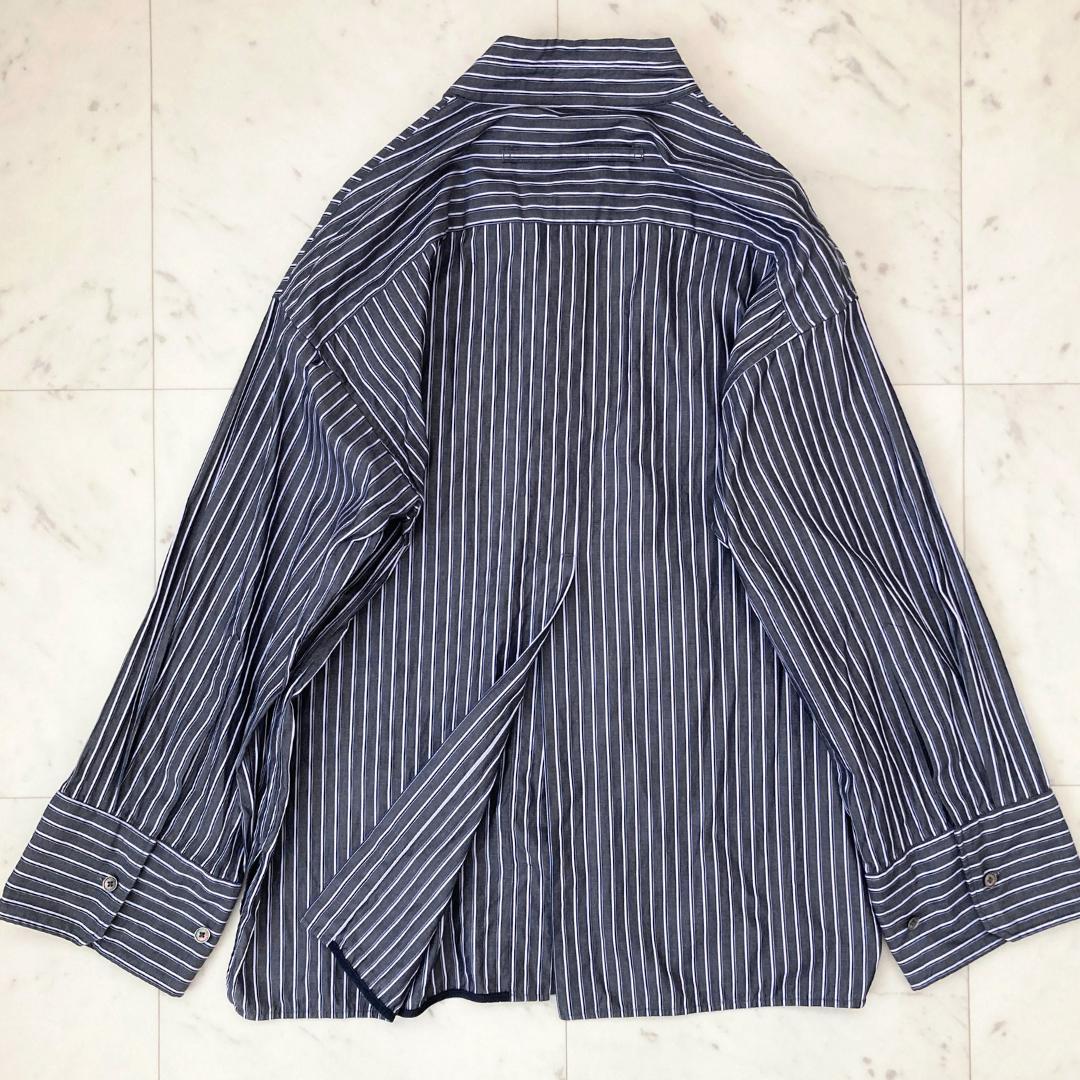 ティッカ　TICCA SOMELOS バックスリットストライプシャツ　ネイビー