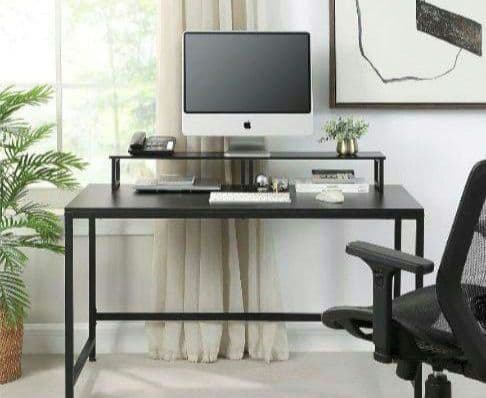 大型便／シンプル パソコンデスク モニター台付き120×60 ブラック