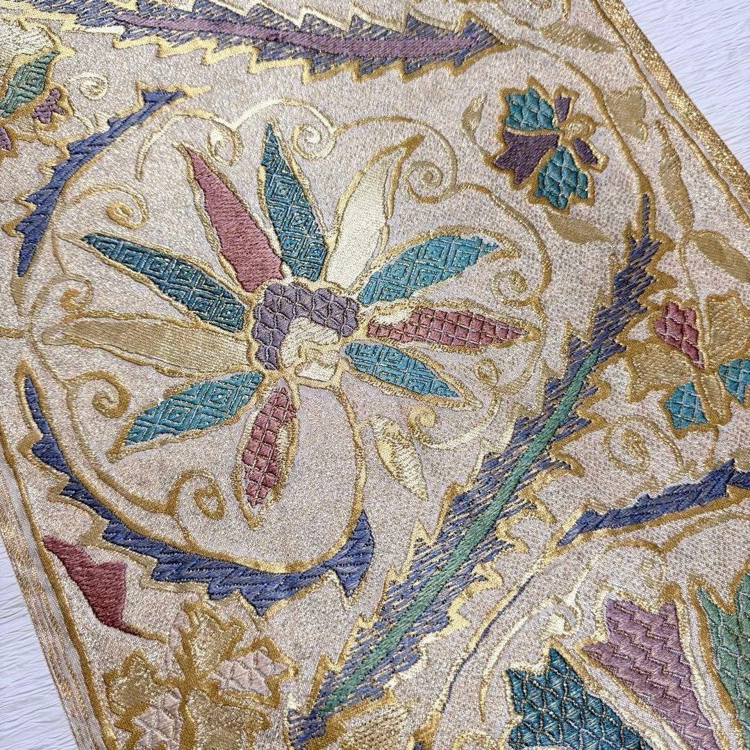 m-93 となみ帯 袋帯 六通 正絹 金糸