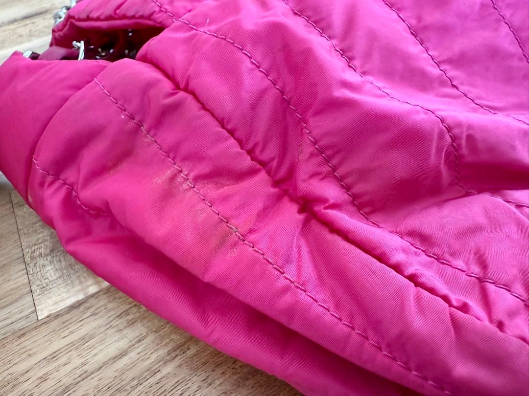 【希少/ピンク】CHANEL ナイロン マトラッセ チェーンショルダー シルバー