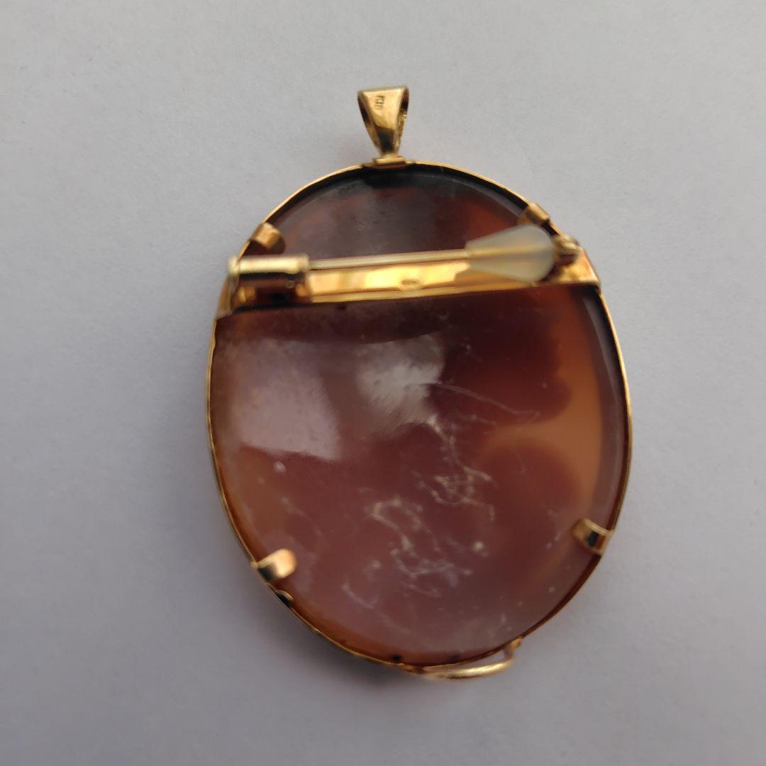 K18枠　カメオ　パトリシア　 ブローチ 女性の横顔