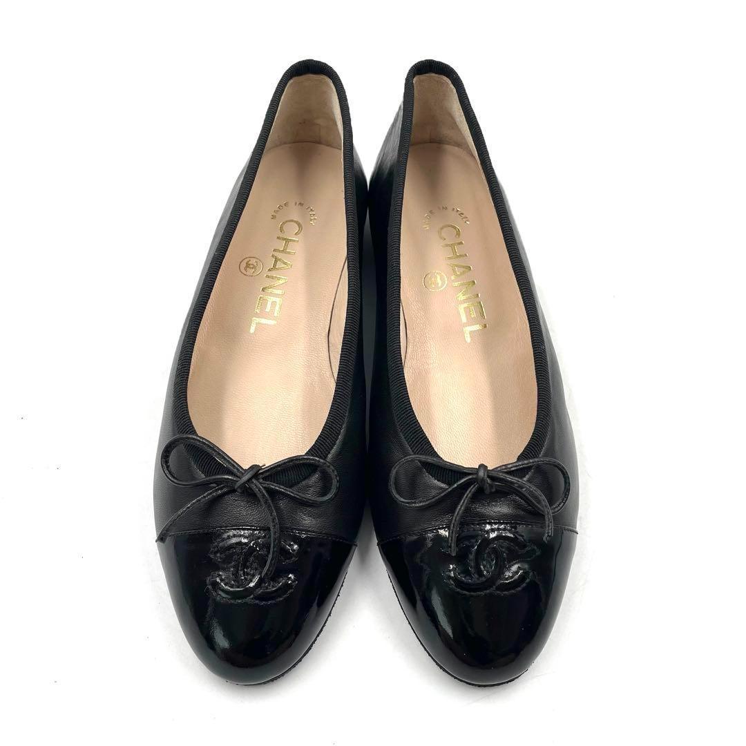 《未使用品》 CHANEL シャネル ココマーク バレエシューズ リボン 34