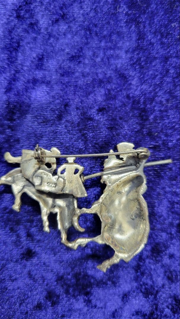 値下げ！ヴィンテージ メキシコ925 銀製 シルバーブローチ 闘牛士 繊細