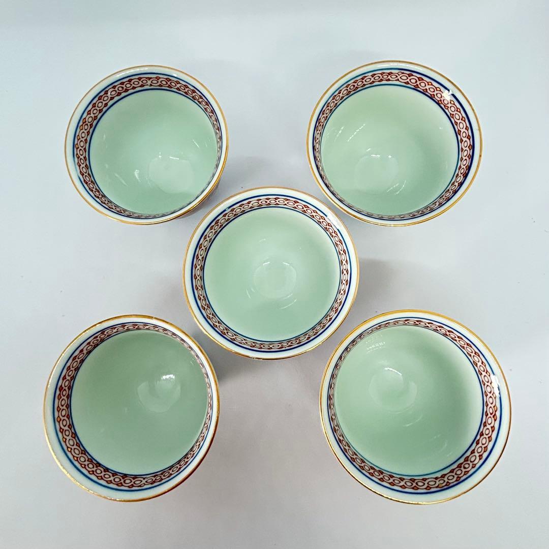 大特価　賞美堂 日肥其泉作 極錦金彩古伊万里 煎茶碗揃　有田　其泉窯　5客　汲出