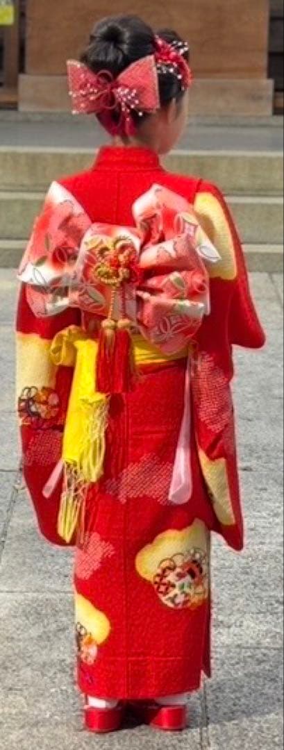 7歳 七五三 フルセット 正絹 赤