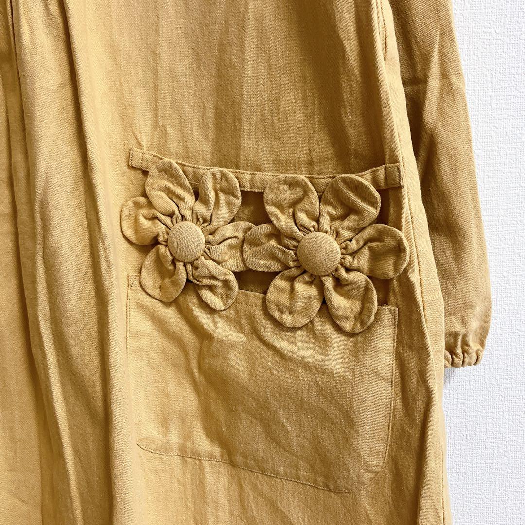 さえら POTECHINO 割烹着 エプロン お花 イエロー スモッグ