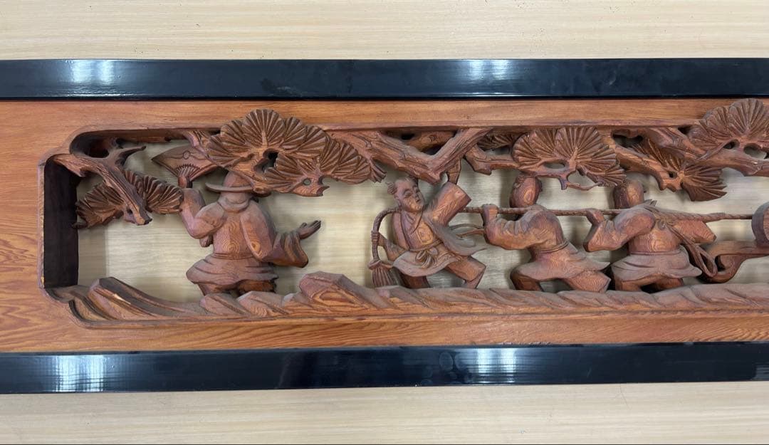 【 彫刻欄間① 】工芸品 木地 インテリア 和室 骨董品 木製 古民具