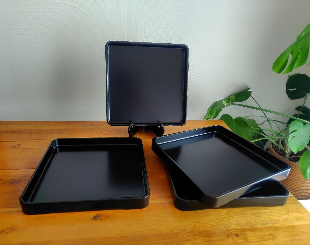 アンティーク　漆塗り膳　9枚セット　木箱付き　明治大正〜　約36.5cm　漆器