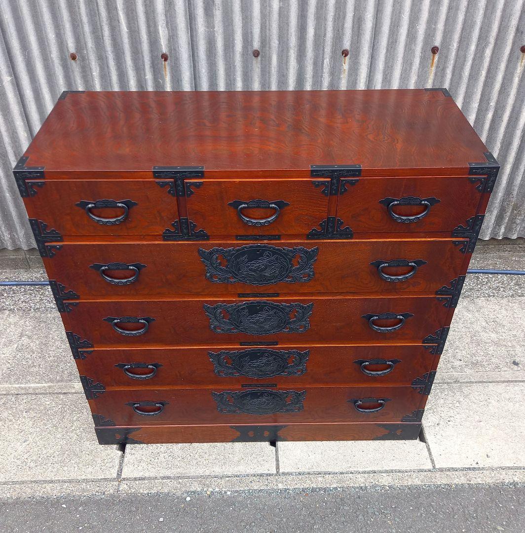 美品　仙臺箪笥　最高級　五段箪笥　鍵付き