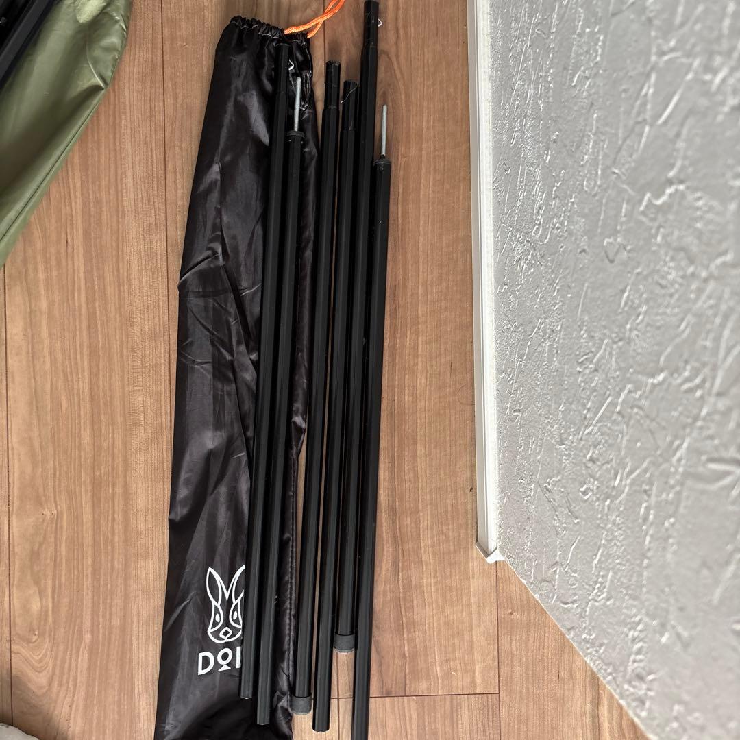 値下げ！dod ITSUKA タープオリーブグリーン　　 ポール2本付き！