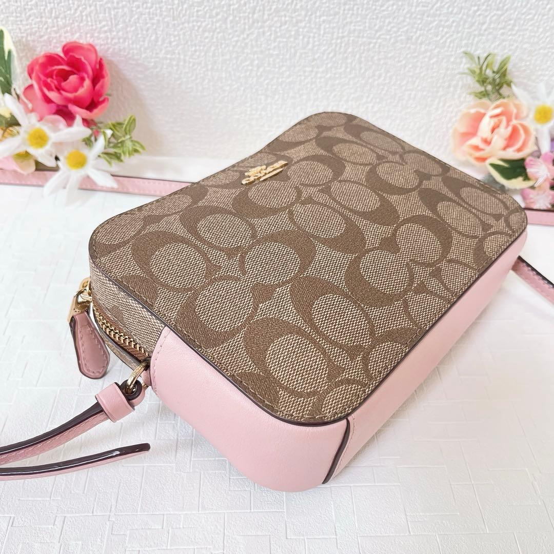 【極美品】COACH ショルダーバッグ ミニ カメラバッグ ブラウン系 ピンク