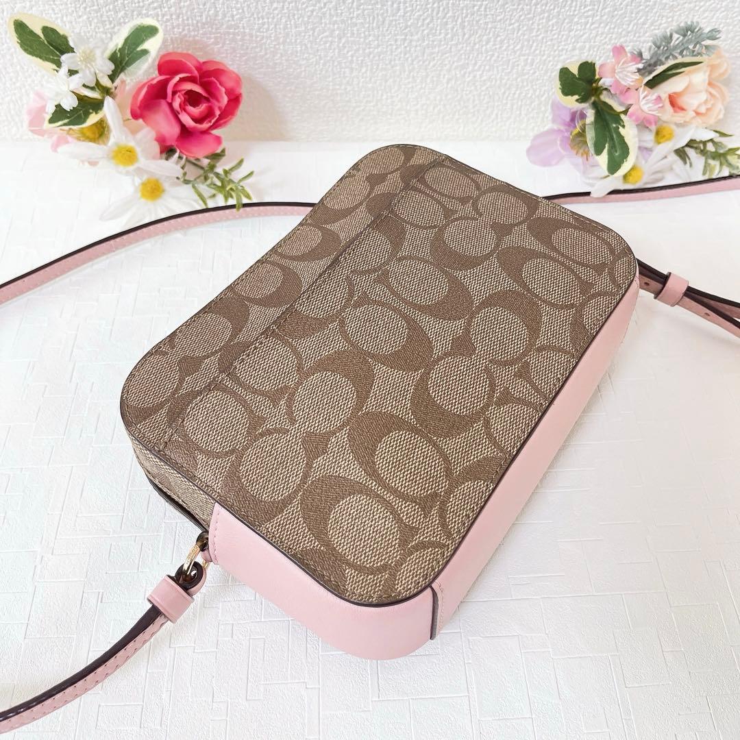 【極美品】COACH ショルダーバッグ ミニ カメラバッグ ブラウン系 ピンク