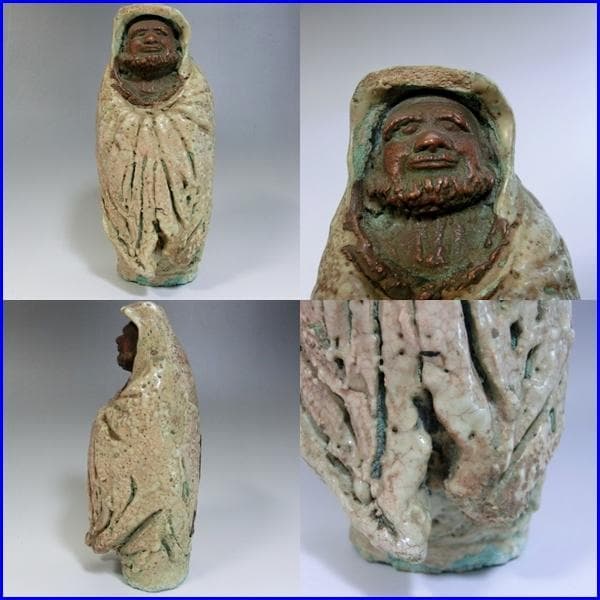 置物■古い時代物のだるま 達磨大師像 古萩土人形 時代物 骨董 希少(江戸期)■