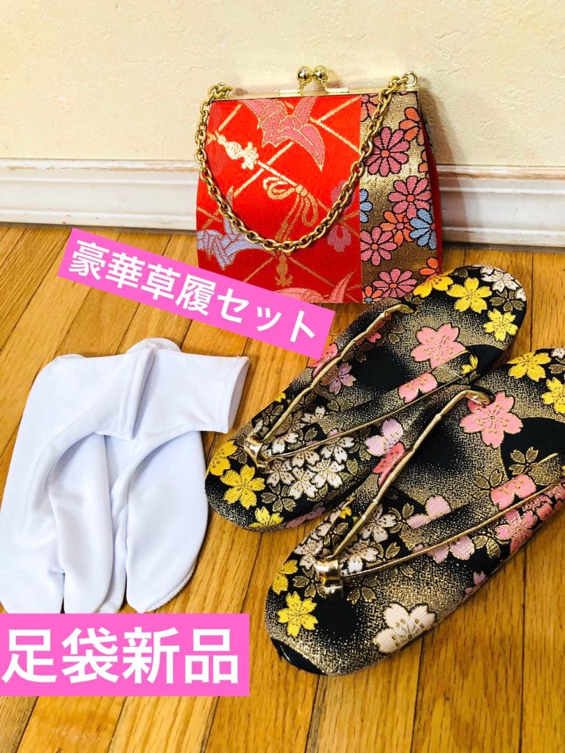 七五三七歳❣️新品着物✨赤地手毬蝶々花金彩⭐︎作り帯楽々⭐︎完全フルセット銘品