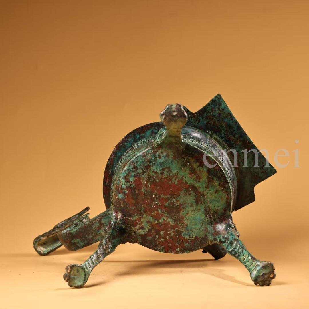 中国古美術・珍品旧藏・青銅器 龍頭杯 獣脚 中型 酒具・純銅製・置物・風水開運