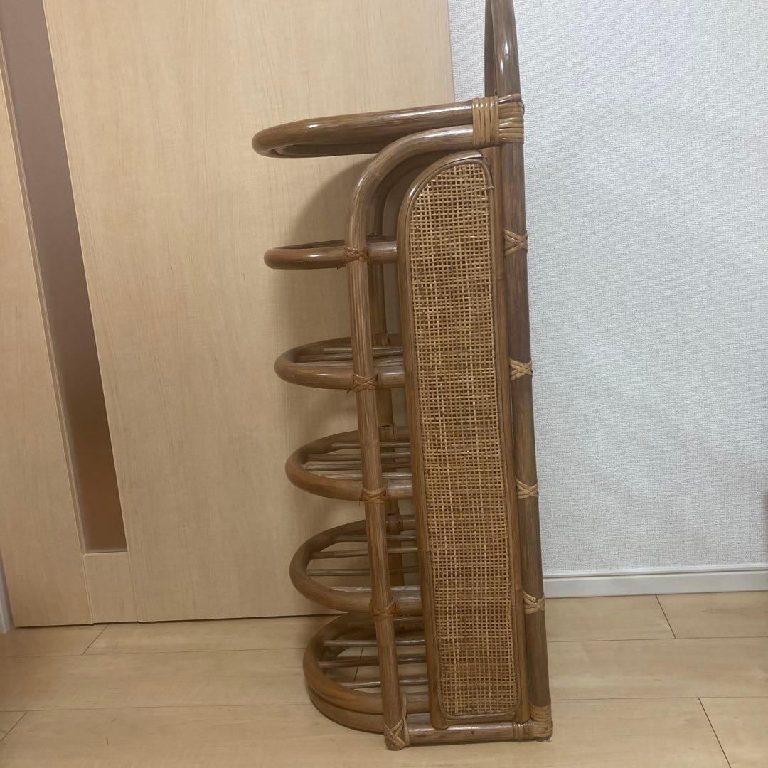 ラタン製アーチ型5段ラック ブラウン