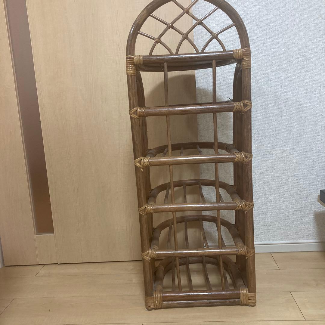 ラタン製アーチ型5段ラック ブラウン