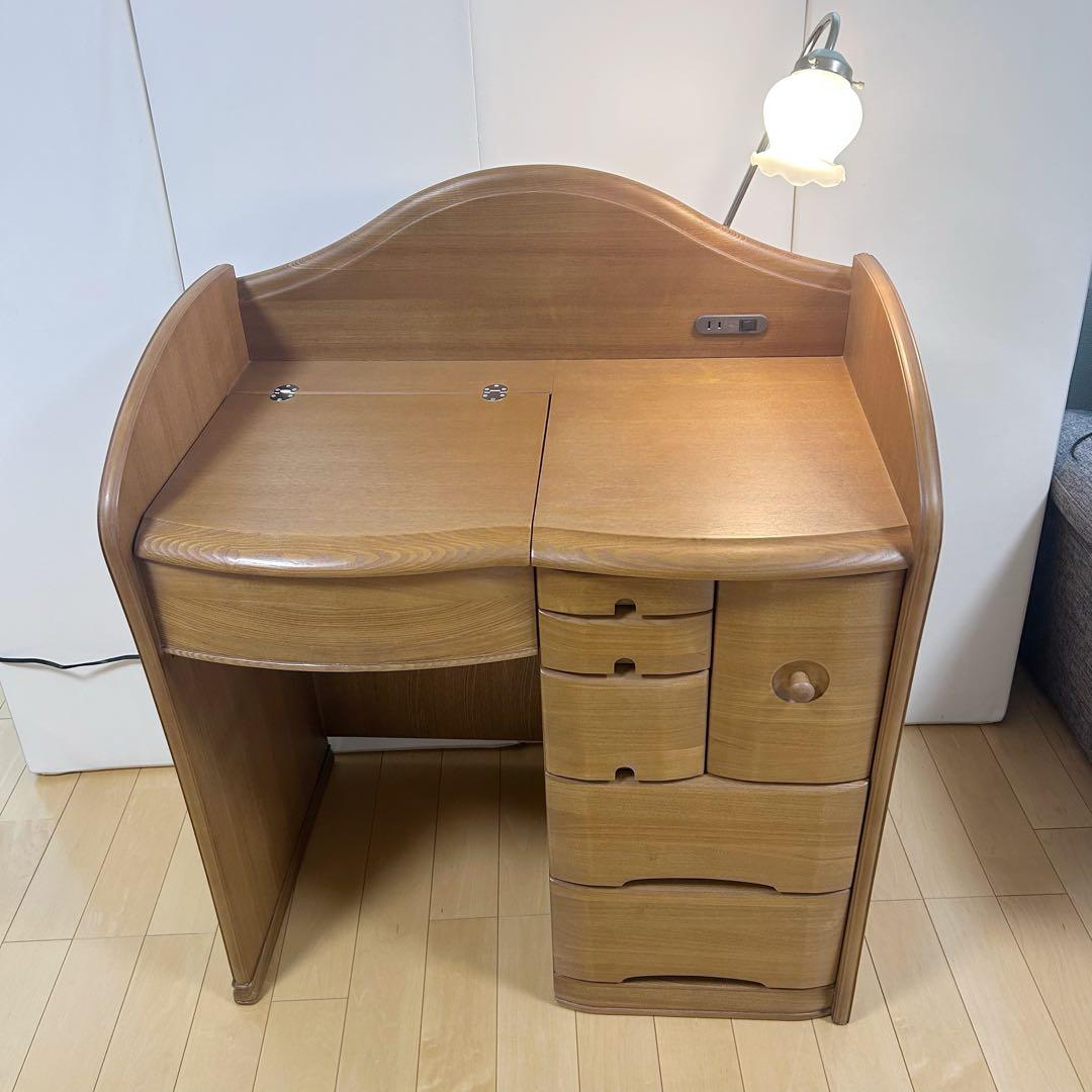大塚家具　タモ材　デスクドレッサー　天然木　アンティークテーブルランプ　極美品
