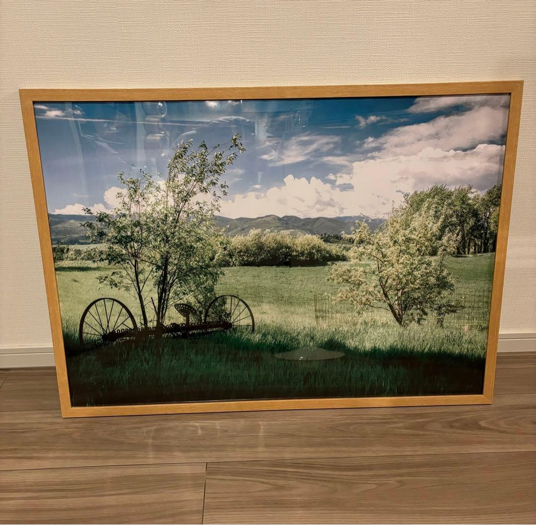 ニトリA1サイズポスターフレーム マット付N3 ライトブラウン ポスター付き