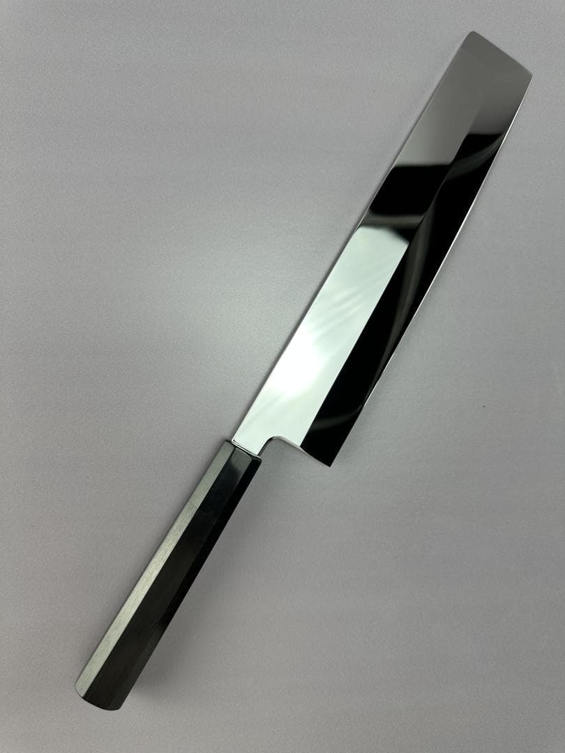 5608 角型薄刃包丁 8寸 ウルトラ鏡面仕上げ 刺身包丁 黒檀黒水牛角八角柄