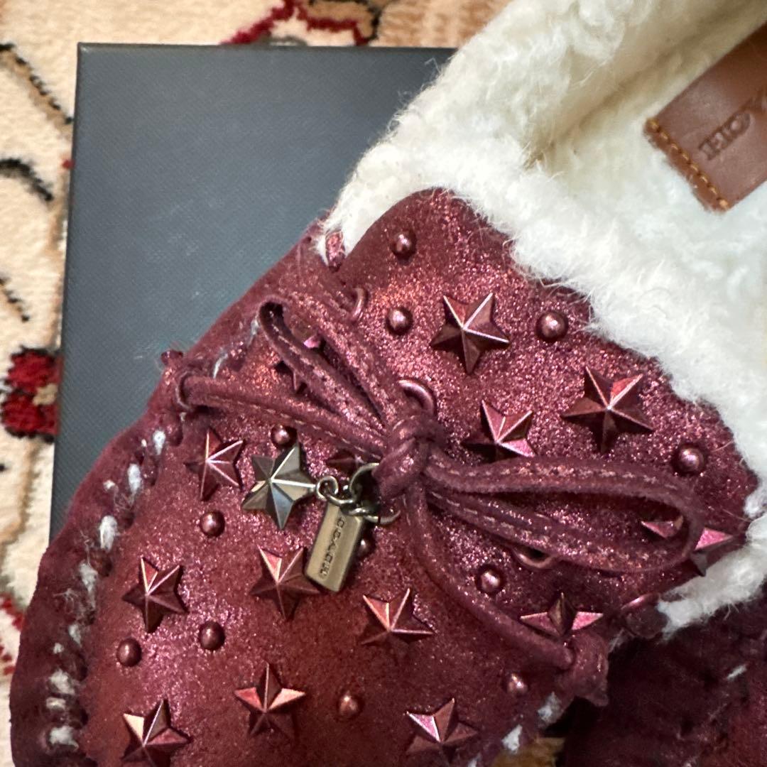 COACH バーガンディ スタッズ モカシン