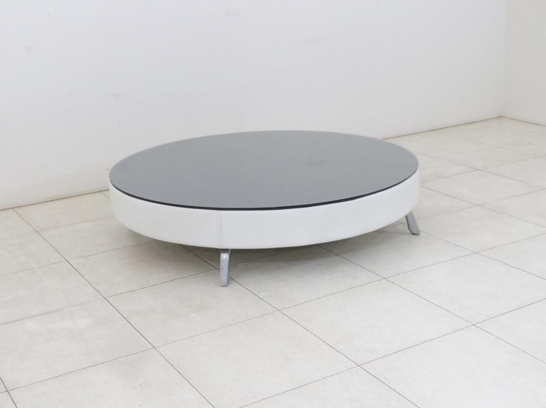 イタリア フォルメンティ 本革 ラウンド コーヒーテーブル センター リビング