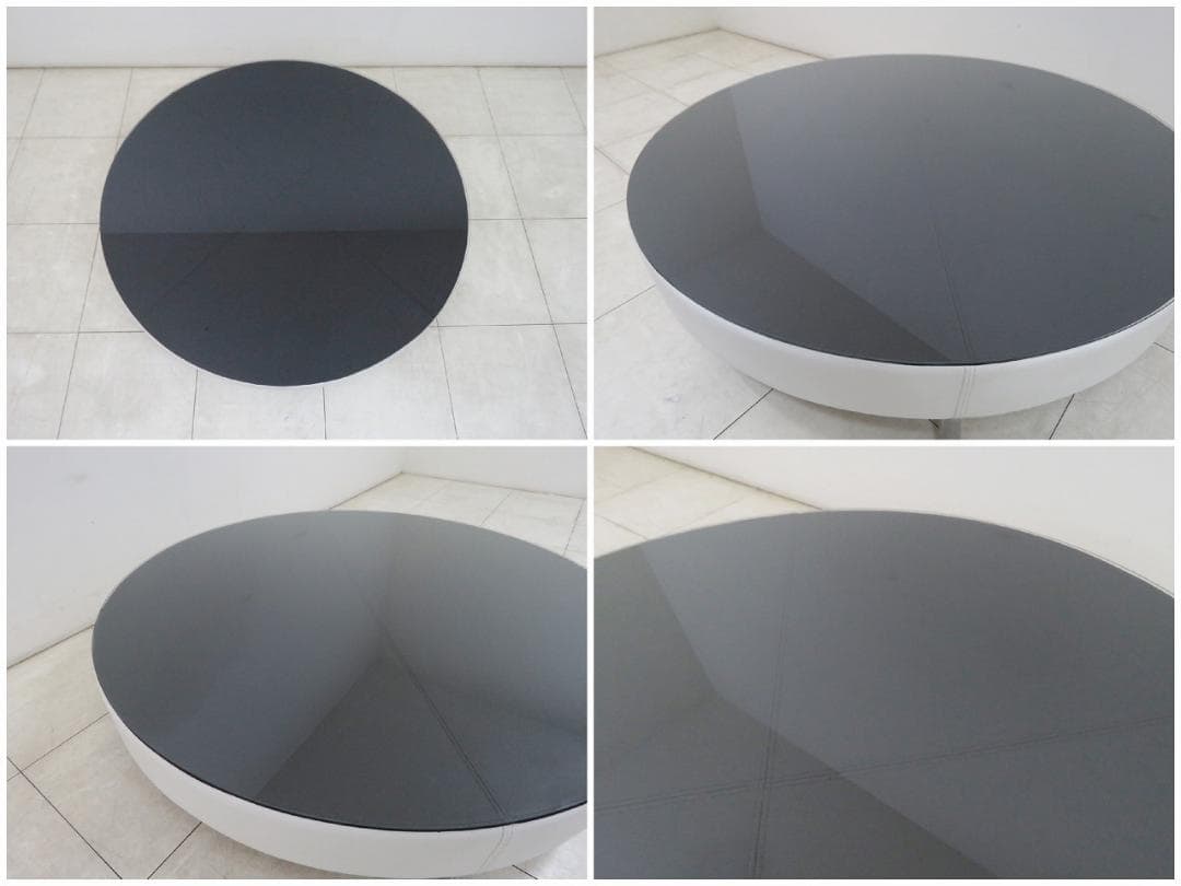 イタリア フォルメンティ 本革 ラウンド コーヒーテーブル センター リビング