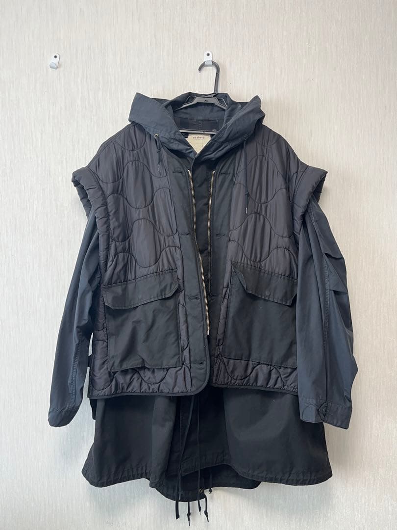 HIOGA.　etsinta マルチウェイモッズコート ブラック