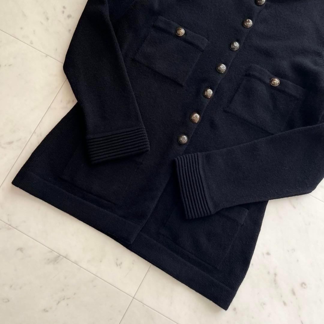 CHANEL カシミヤ100% ココマーク金ボタン スタンドカラーカーディガン