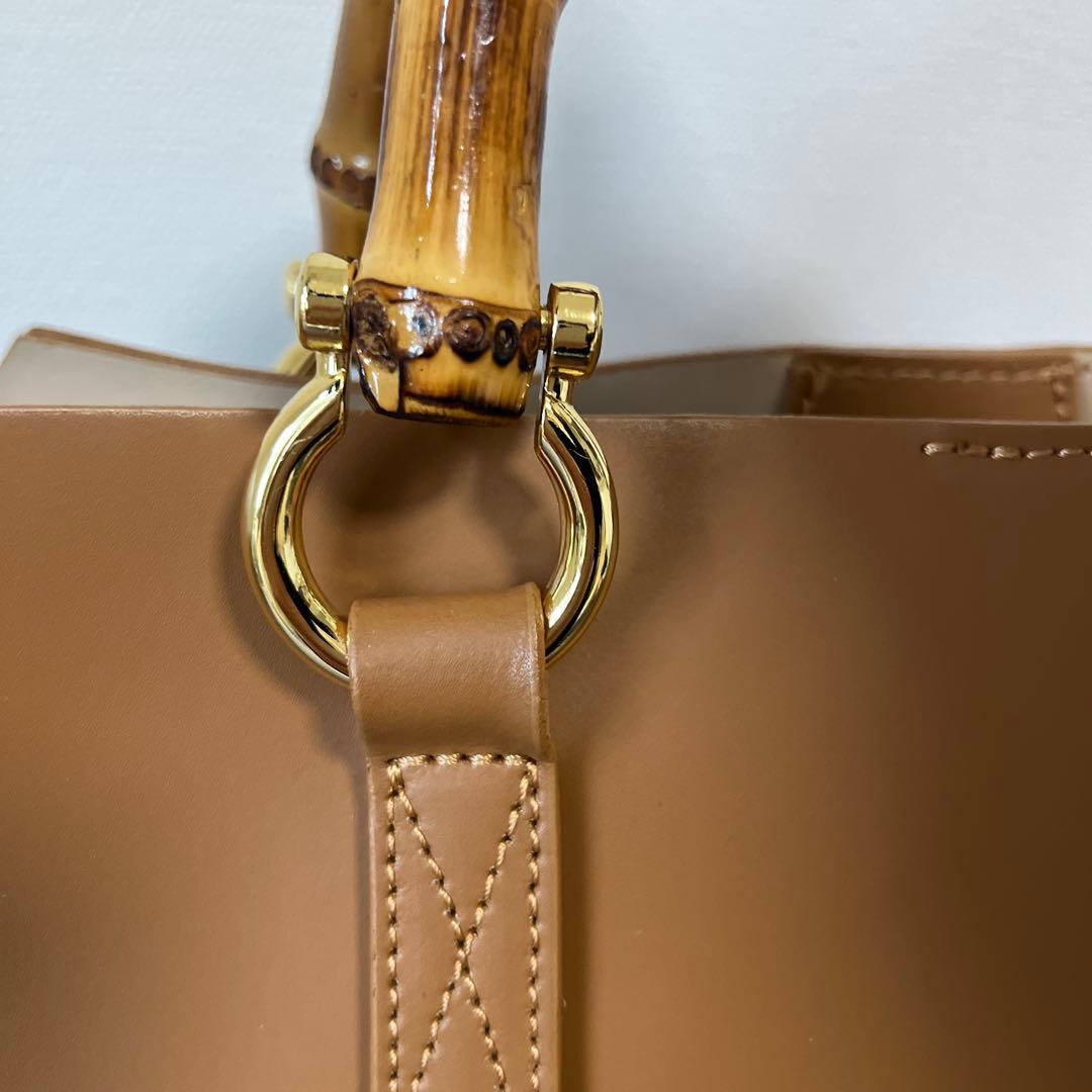 BEVINI バンブーハンドル ハンドバッグ ★スカーフはご希望の方へ