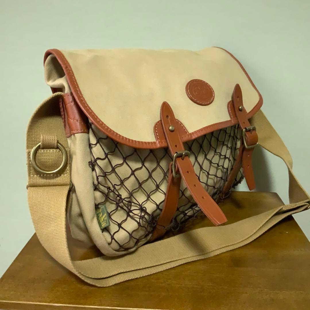 JOHN CHAPMAN キャンバスレザーショルダー 英国製 カーキ