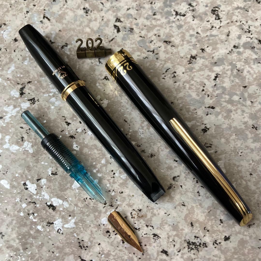 #202 オーバーホール済み 万年筆 PLATINUM プラチナ ショート22k