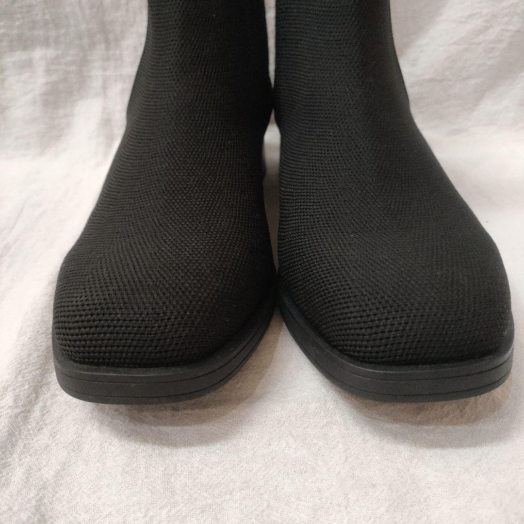 【VIVAIA】 サイドゴアブーツ スクエアトゥ　ニット ブラック 38サイズ