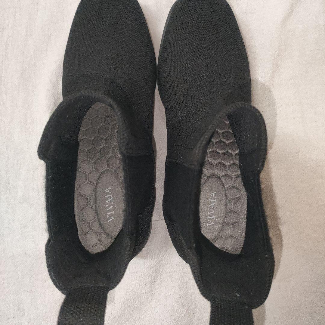 【VIVAIA】 サイドゴアブーツ スクエアトゥ　ニット ブラック 38サイズ