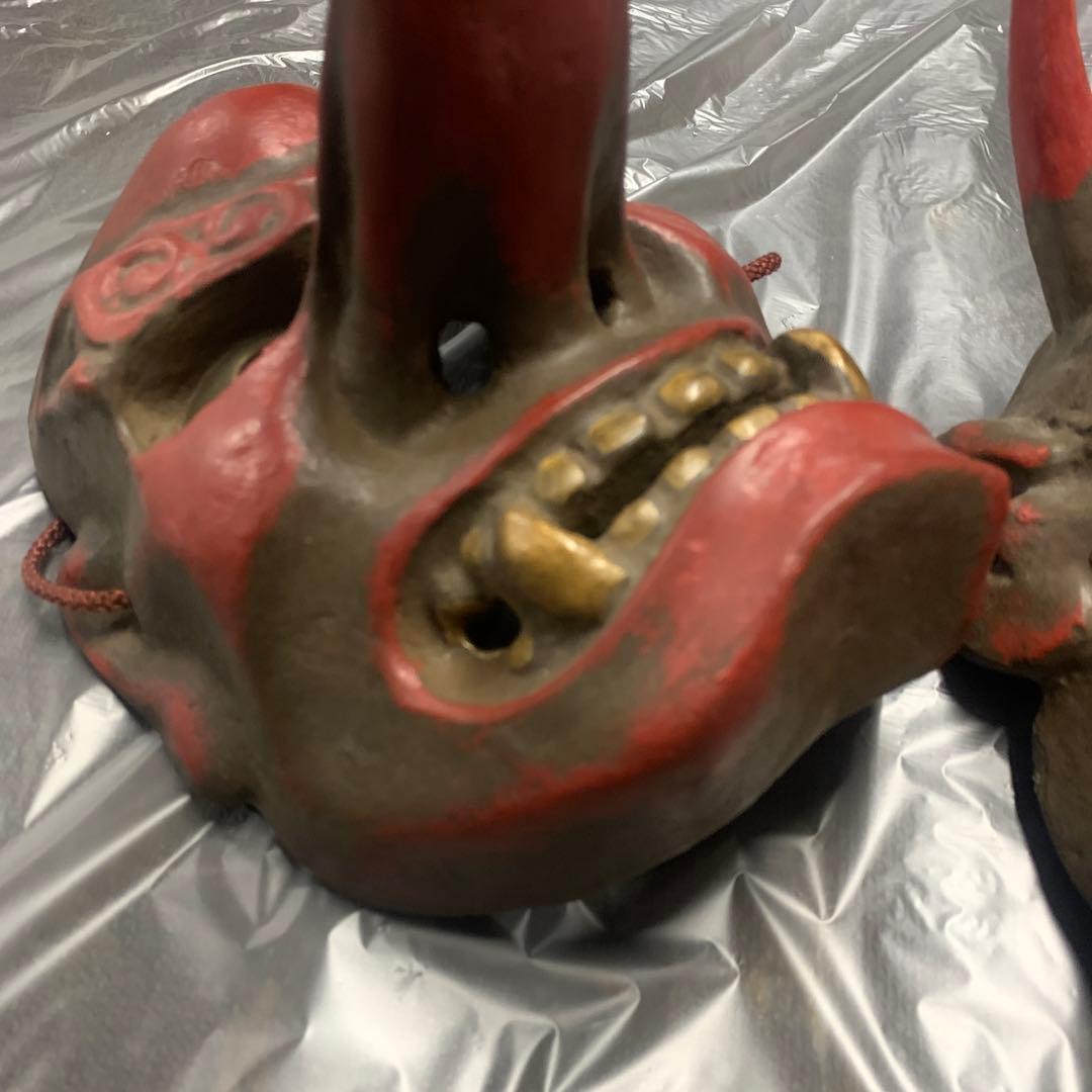 希少 美品 古い御面セット　鬼の面　天狗の面　般若 陶器 骨董品 日本伝統