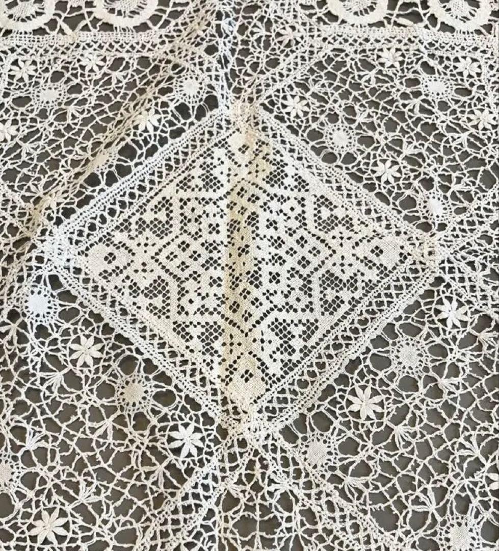 フランス　アンティークリネンテーブルクロス　60×60