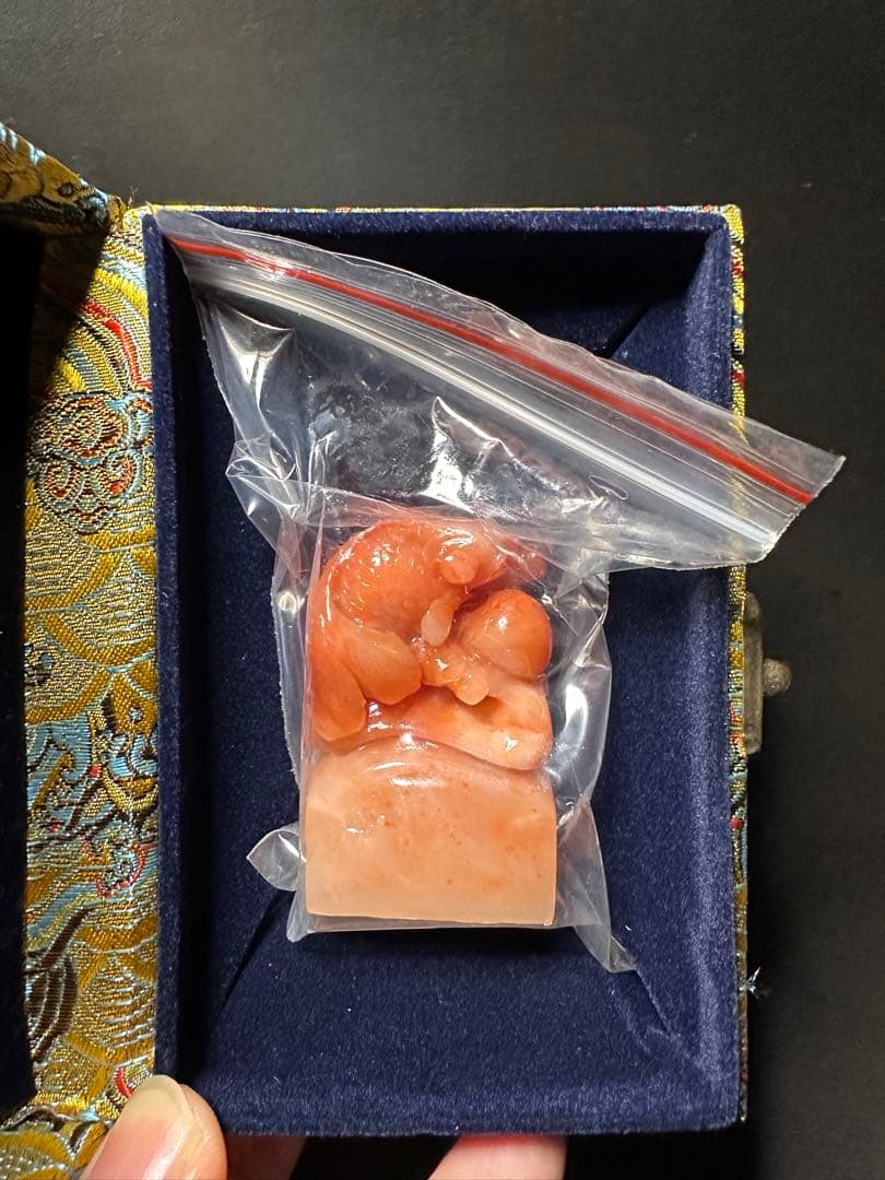 22ラオス石　金魚　桃花凍石　美材篆刻高級印材　落款　書道　雅号　展示会　箱付き