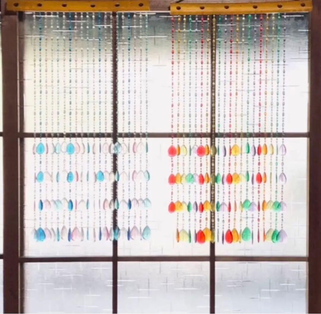 レア★ビーズカーテン クリア 平成レトロ 昭和レトロ ポップ スケルトン のれん